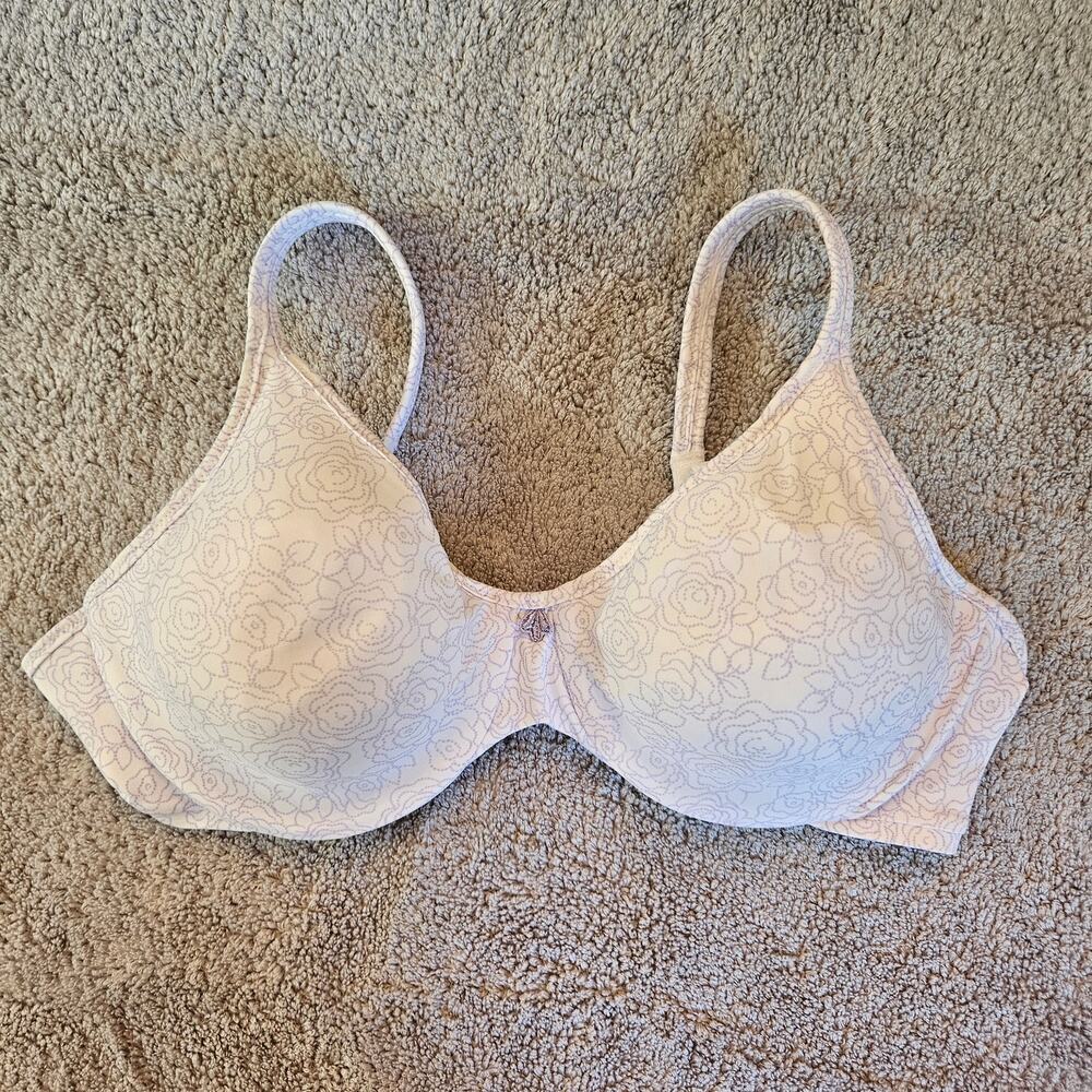 Bali 3383 Underwire Full Coverage Bra Women's 38B White Lavender Floral Print